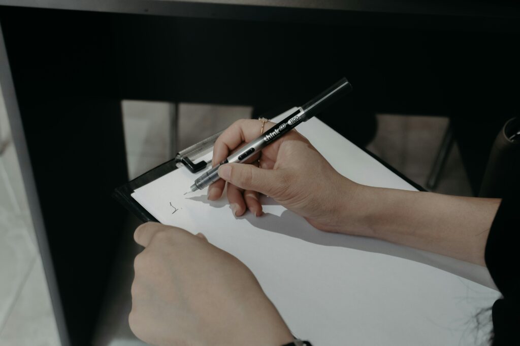 person with clipboard